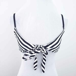 NEW Gap Bikini Top Stripe Black White Small Women Front Tie, Adjustable Strap